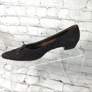 Prada embroided brown velvet toe pointed heels